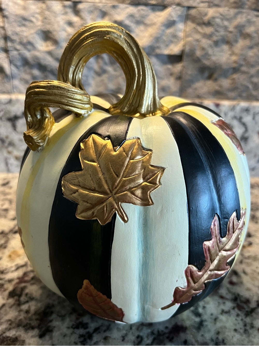 Mackenzie-Childs FALLING LEAVES PUMPKIN. Courtly Stripe.  RETIRED. Beautiful!